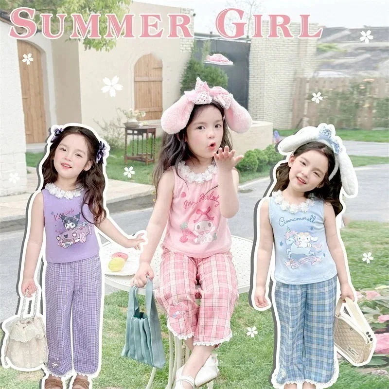 【メガ割】子供服夏 キッズtシャツ 上下2点セット 半袖Tシャツ 子供服女の子 キャラクター 韓国ファッション ハローキティ シナモロール クロミちゃんマイメロ