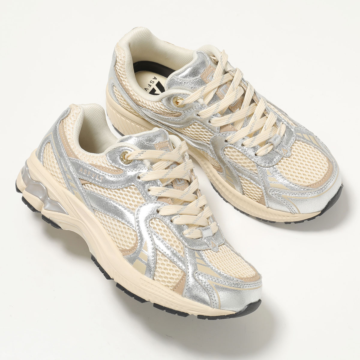 ASFVLT アスファルト スニーカー CITY RUN レディース ローカット 低反発クッション 軽量 メッシュ 靴 CR010 SILVER-TAN