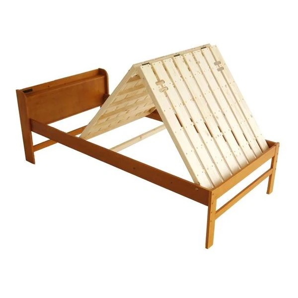 ベッド ベッドフレーム セミダブル スノコ 通気性の良いすのこ床 天然木 桐材 布団が干せる 棚 すのこ スタンド式