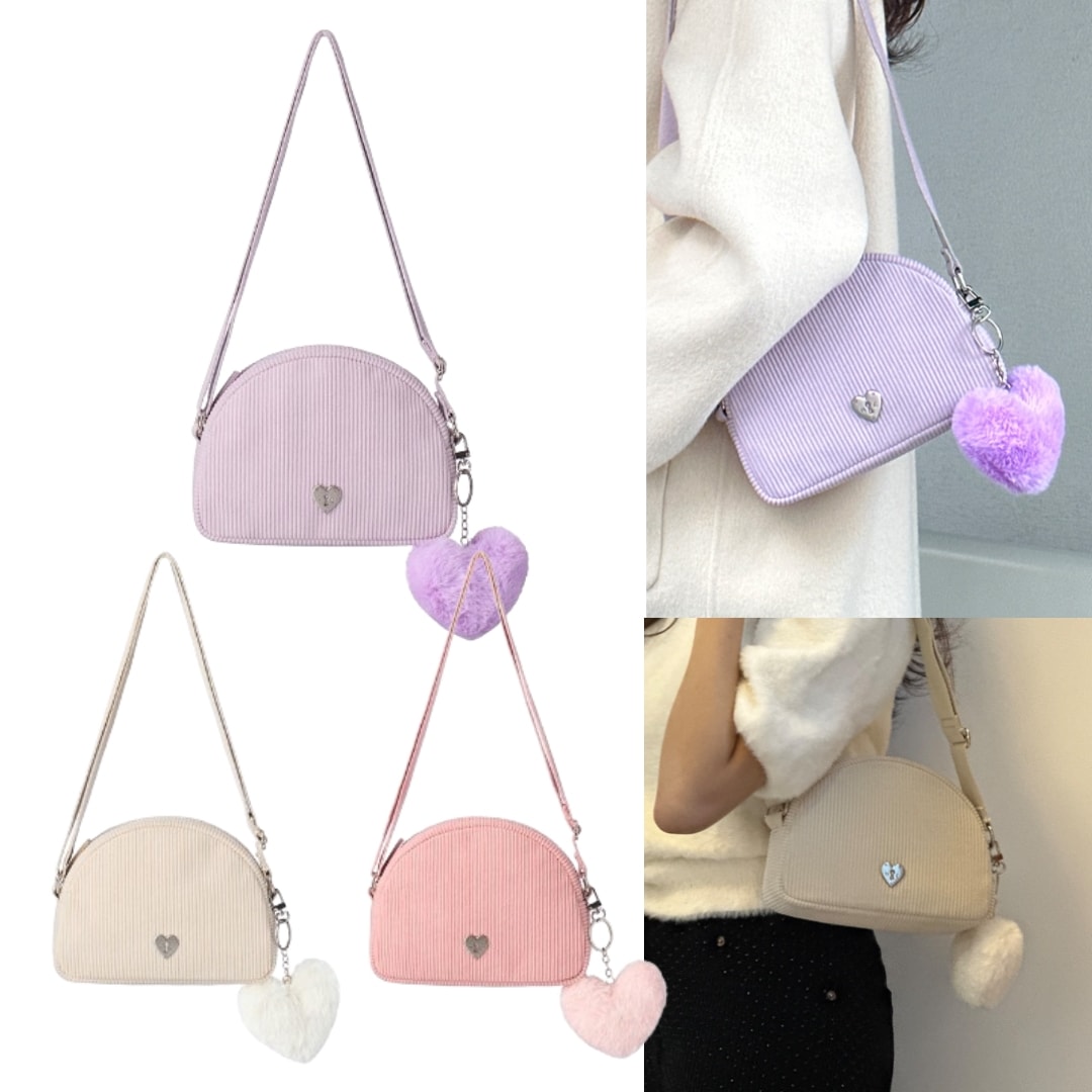 High Cheeks_Heart charm halfmoon bag キーリングかばんセット