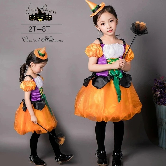 短纳期ハロウィン衣装 子供 かぼちゃ お姫様 プリンセスコスプレ ベビー 女子 子供用 ハロウィン仮装 エンジェルカボチャ コスチューム ハロウィーン衣装 キッズ コスプレ コスチューム ハロウィン
