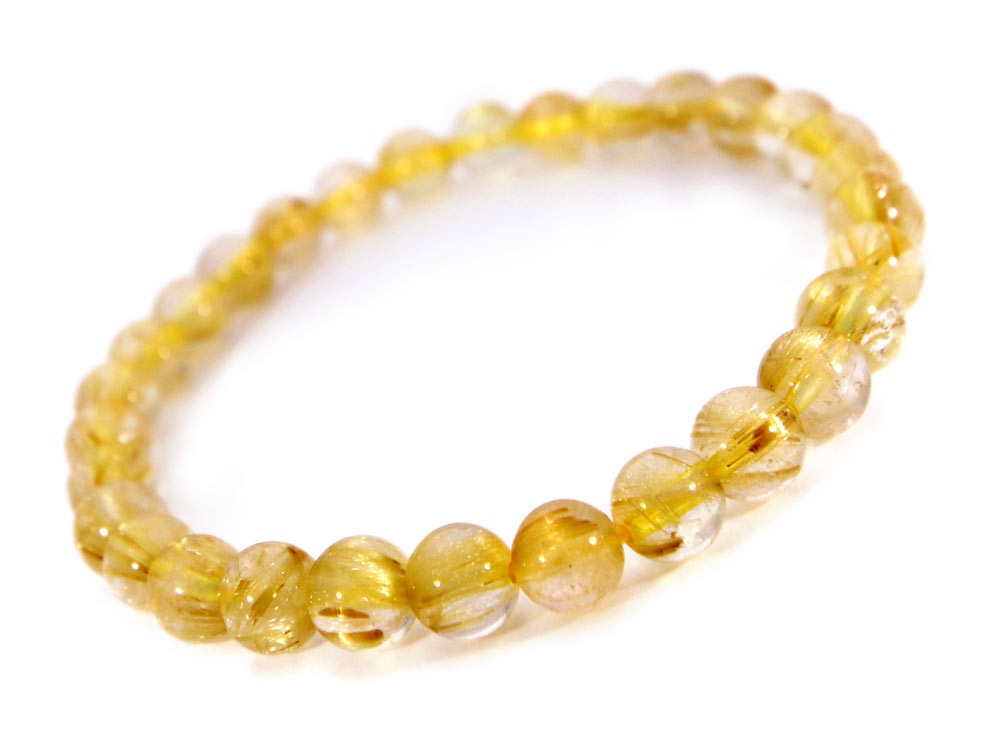 「1点もの 現品」 ラビットヘアー ゴールドルチルクォーツ ルチルクォーツ ブレスレット 6.3mm パワーストーン ブレスレット メンズ レディース 天然石 数珠 アクセサリー メンズブレスレット