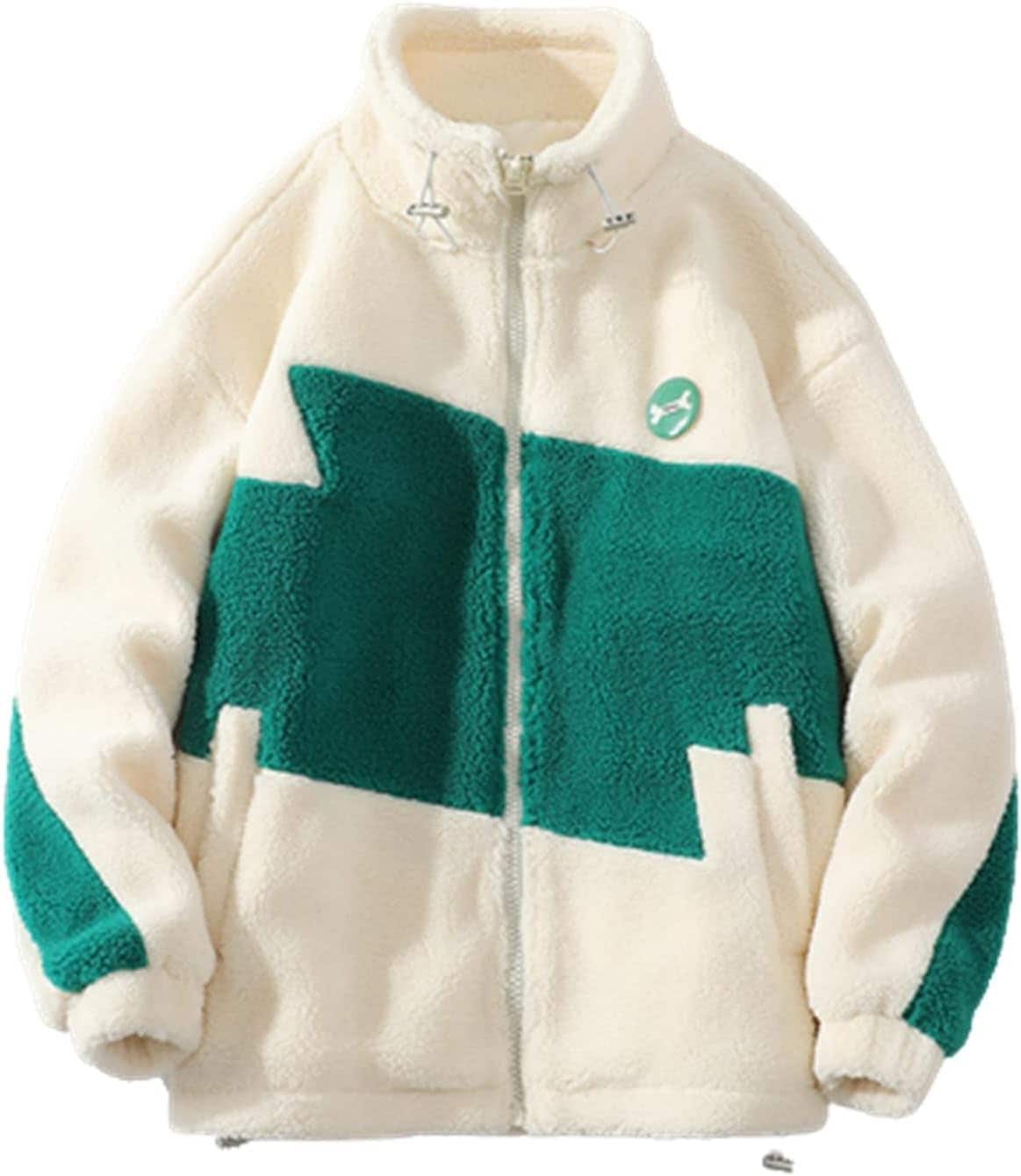 ボアジャケット ジャンバー フリースジャケット 厚手 冬 防寒着 大きいサイズ ボアコート アウター カジュアル 男女兼用 バイカラー オシャレ ブルゾン ストリート ハ