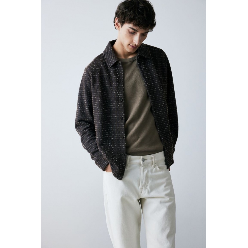 H&M ジャージーシャツレギュラーフィットダークグレー