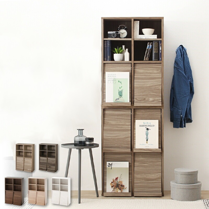 棚 2点セット (オープンタイプ+フラップ扉タイプ) 薄型 幅60cm 奥行25cm