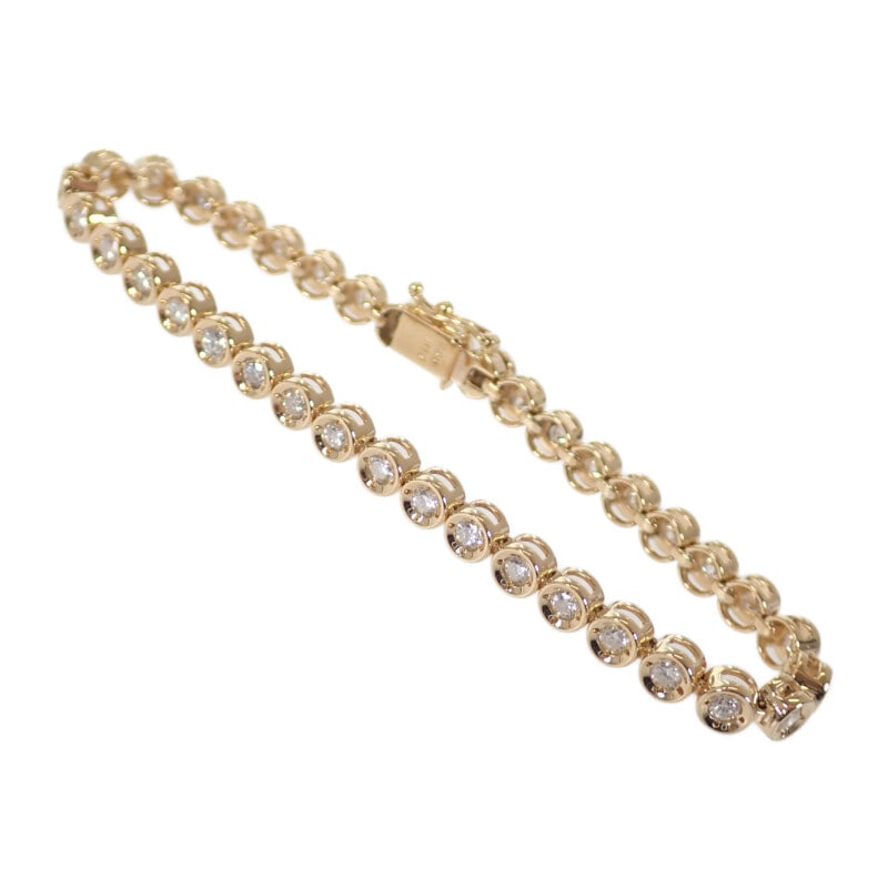 【Aランク】 デザインジュエリー テニス ブレスレット K18イエローゴールド ダイヤモンド レディース【ISEYA】