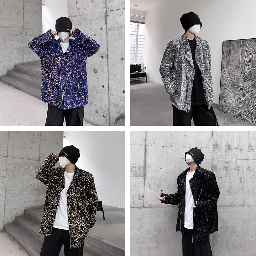 スパンコール演出服アウター韓国ファッション メンズ 長袖 ジャケット J142 4COLOR