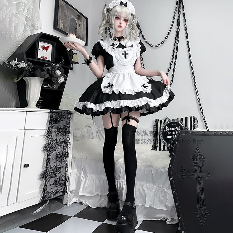 正規品暗黒ゴシッククロスコスプレ衣装女性ロリータメイド服cos服ワンピース