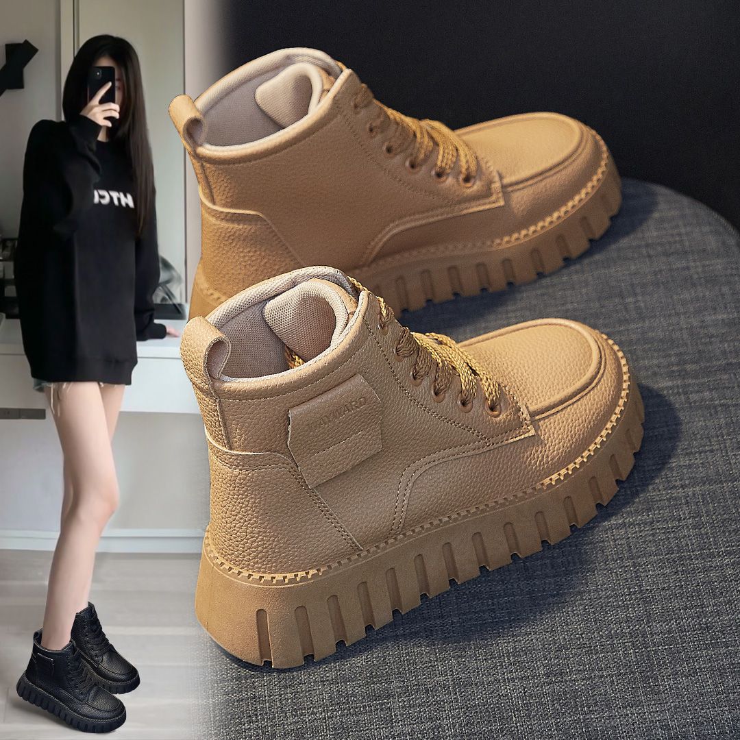 超人気 厚底シューズ レトロ マーディンブーツ通学通勤 百掛け カジュアル 松糕靴 ショットブーツ