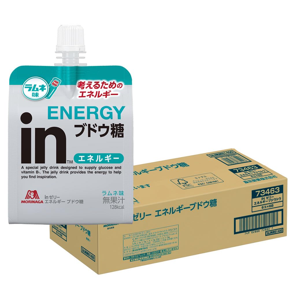 inゼリー エネルギー ブドウ糖 ラムネ味 (180g×36個) 考えるためのエネルギー 10秒チャージ ぶどう糖30g配合 1食分のビタミンB1配合 森永製菓