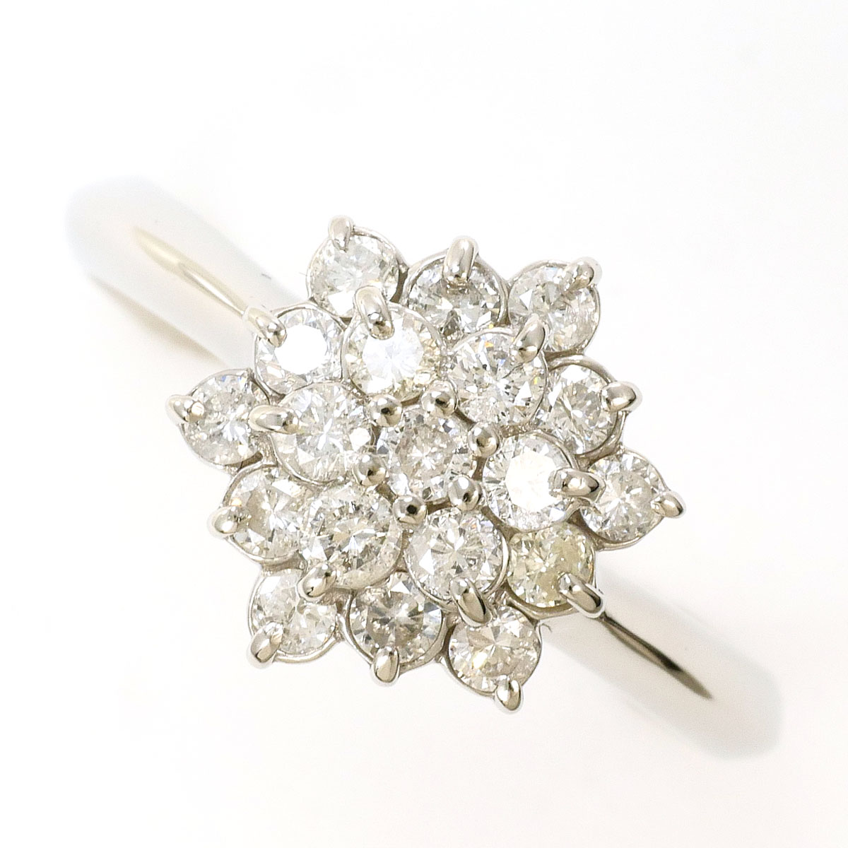 PT900 プラチナ リング・指輪 18.5号 ダイヤモンド 0.70ct カード鑑別書 総重量約5.4g 中古