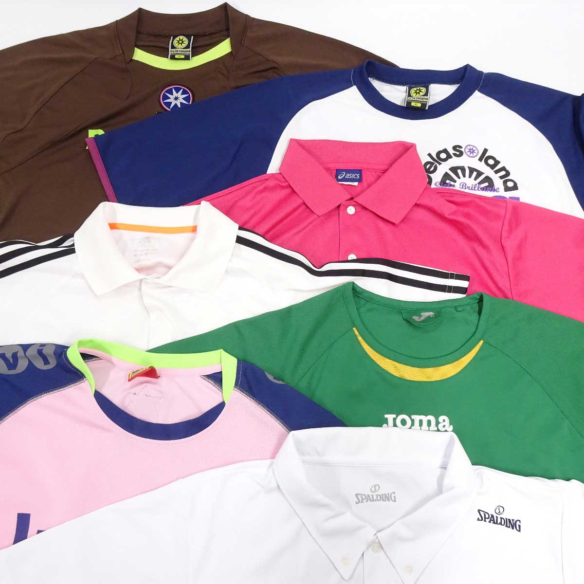 【中古】[7点セット] デラソラーナ luanvi ルアンビ アシックス スポルディング アディダス JOMA 半袖 ドライシャツ プラシャツ XO サッカー フットサルウェア