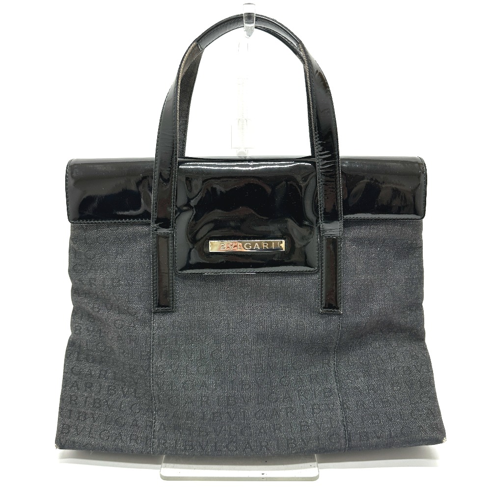 トートバッグ ロゴ 総柄 カバン ハンドバッグ ロゴマニア デニム ブラック