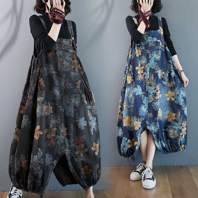 「ファットガール」 2024新今週の割引は 25% オフです品 花柄サロペット 2way デニムサロペット 大きいサイズ 体型カバー レディース オールインワン メガ割