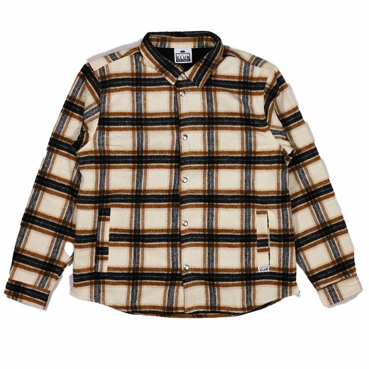 PRO CLUB アウター 長袖 シャツジャケット ブルゾン 厚手 フリース ボア ネルシャツ スナップボタン チェック プロクラブ メンズ 白 大きいサイズ