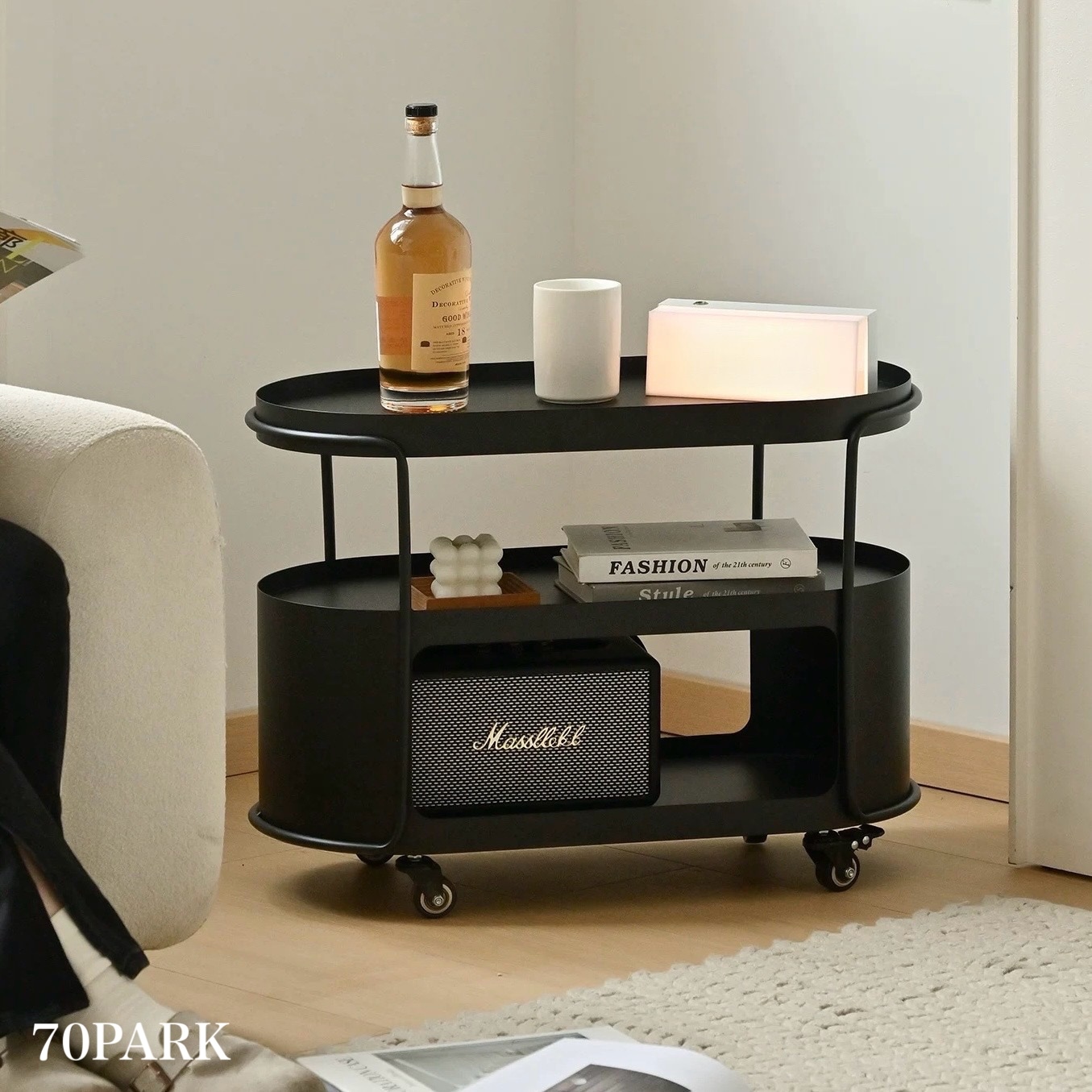 キャスター付 オーバル型 アイアン オープン 収納 サイドテーブル 全2色 ワゴン おしゃれ テーブル 韓国インテリア 韓国雑貨 韓国っぽ インテリア雑貨 韓国 北欧 70PARK