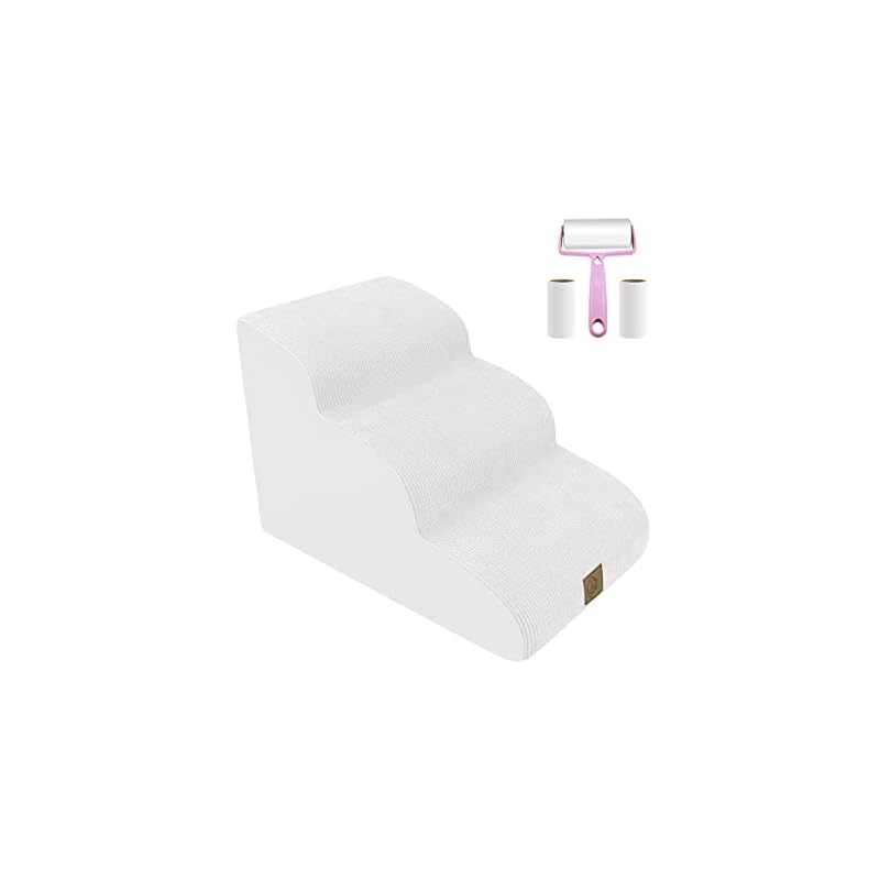 犬ステップ スロープ 3段 犬階段 滑り止め 耐荷重30KG ペット用階段 取り外し可能 洗濯便利 耐久性 ペットステップ 怪我防止 老犬介護 粘着クリーナーつき (ホワイト)