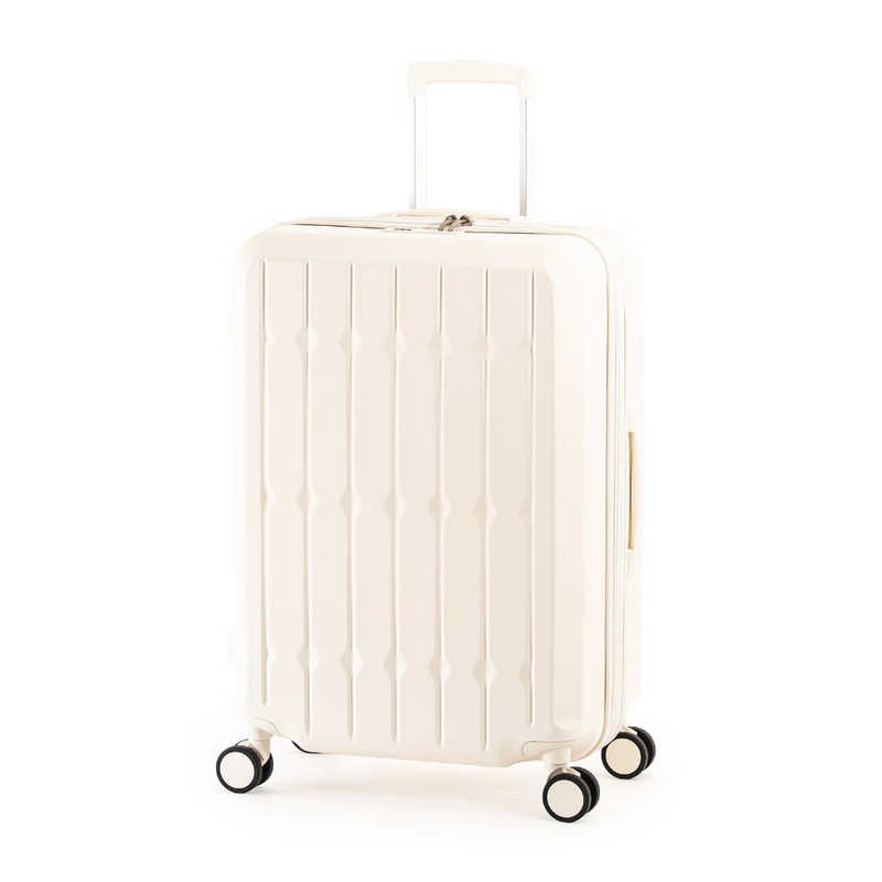 A.L.I　スーツケース ジッパータイプ 宿泊目安：4～6日間 66L ドリンクホルダー付き ダブルキャスター バニラ　ALI-6030SD-24W