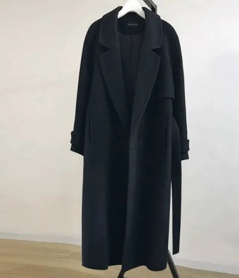 レディース コート ウールロングコート 長袖 襟付き ベルト ウエストマーク ポケット