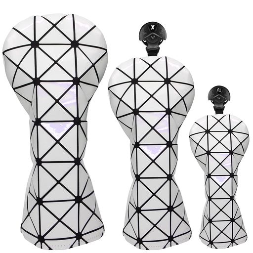 ゴルフヘッドカバーウッド用 人気 Miyake Style ドライバーカバー フェアウェイウッドカバー ユティリティーカバー/ハイブリッドカバー オシャレデザイン 番号タグ付き 高級レザー製 単品 3
