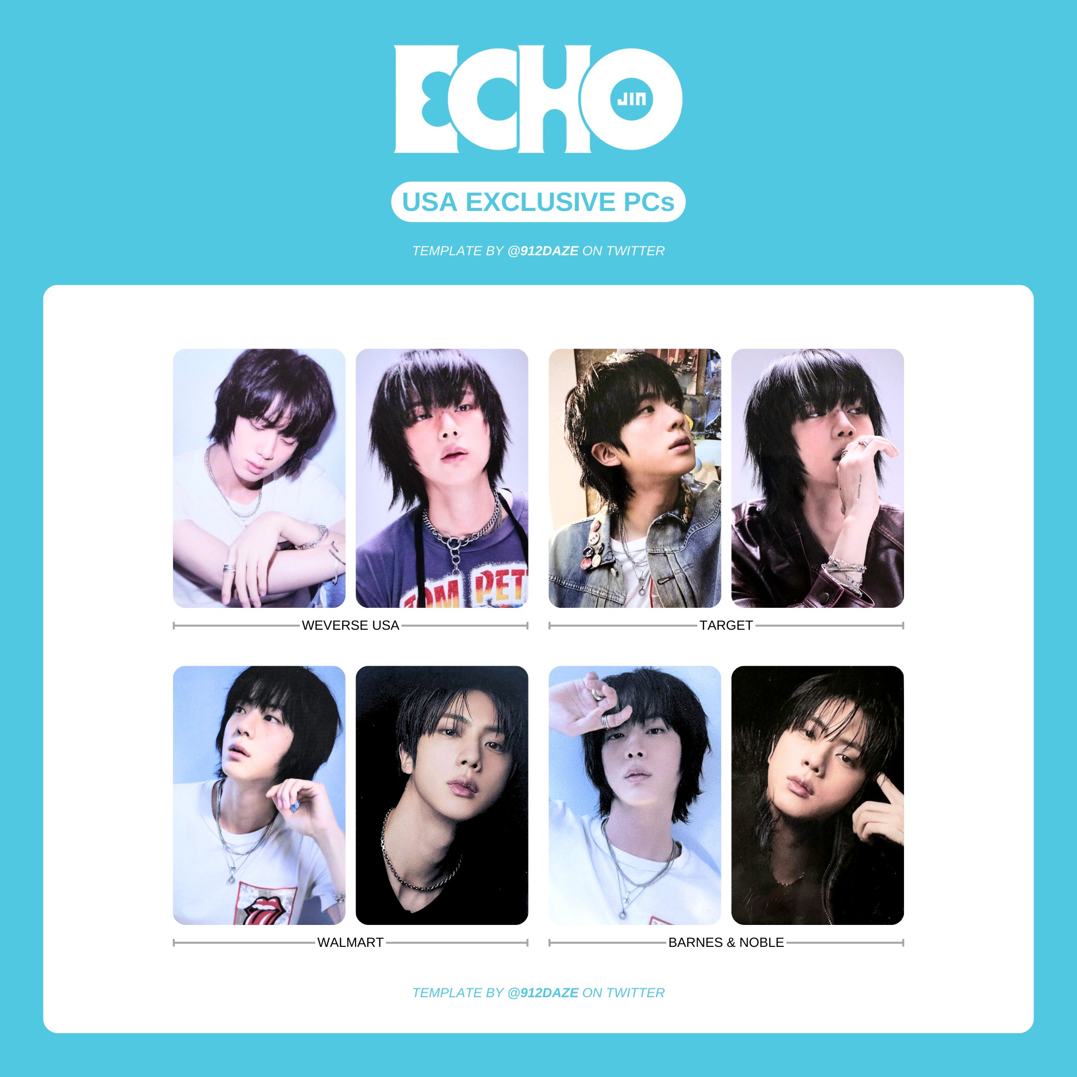 BTS 防弾少年団 ソロアルバム JIN ECHO US exclusive 特典 フォトカード WEVERSE USA TARGET WALMART B&N