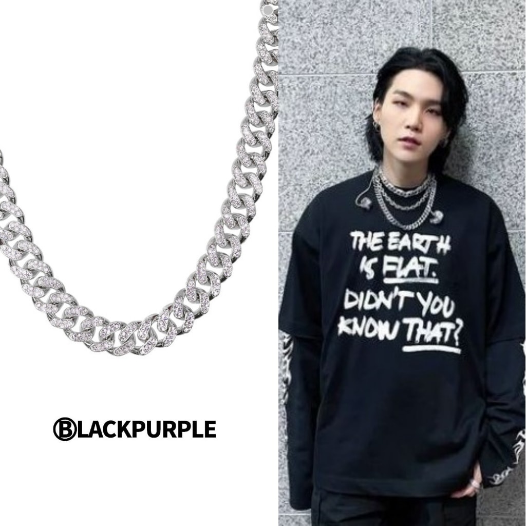 【BLACKPURPLE】 Lenin Stone Cubic Chain Necklace [BTS SUGA着用] ユンギ着用 SUGA 着用 ユンギ 着用 ネクリス チェーンネクリス