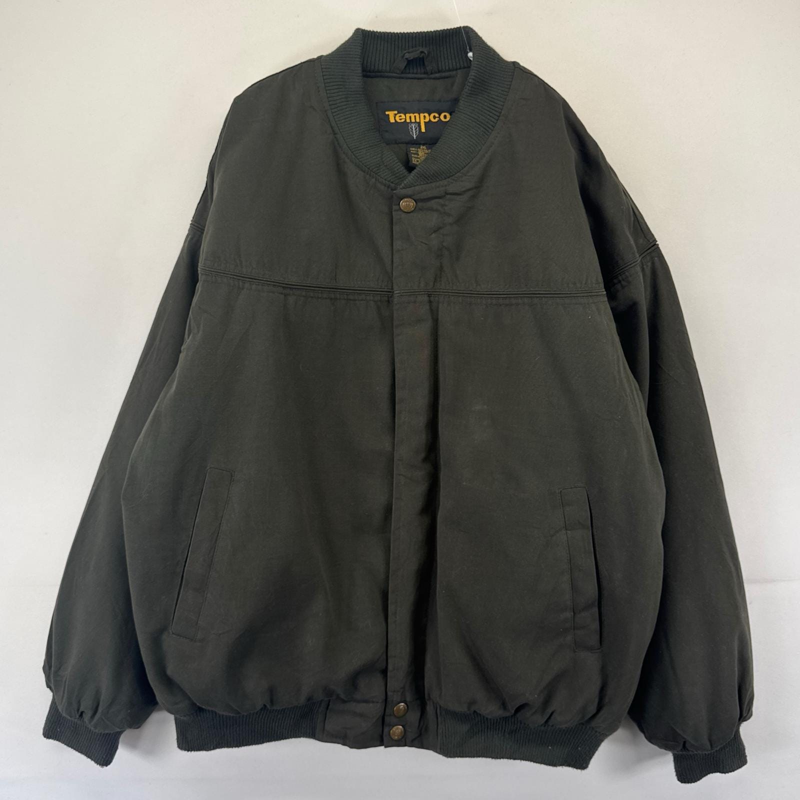 古着 テンプコ Tempco ジャケット フルジップ カップショルダー ダービー風ジャケット 大きいサイズ ブルゾン 2XL グリーン系 メンズ