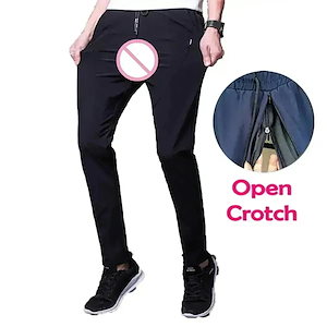 メガ割男性用 股開き スラックス セクシー ズボン パンツ ファスナー インナー 屋外セックス エロ下着