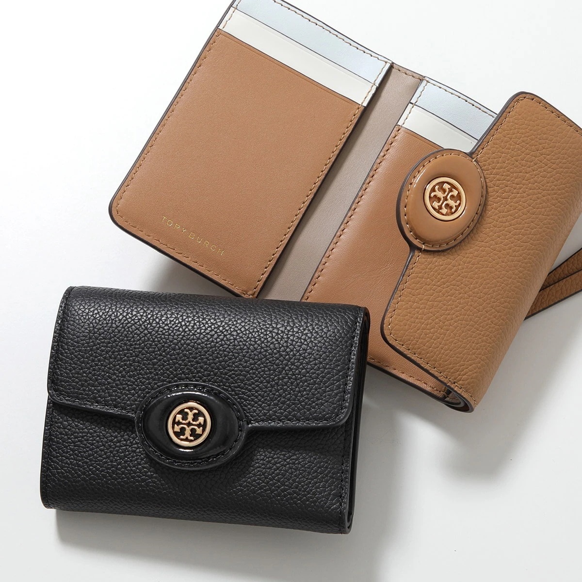TORY BURCH トリーバーチ 三つ折り財布 Robinson Pebbled Small ロビンソン ペブルド スモール 165002 レディース レザー ミニ財布 ダブルT カラー2色 【me