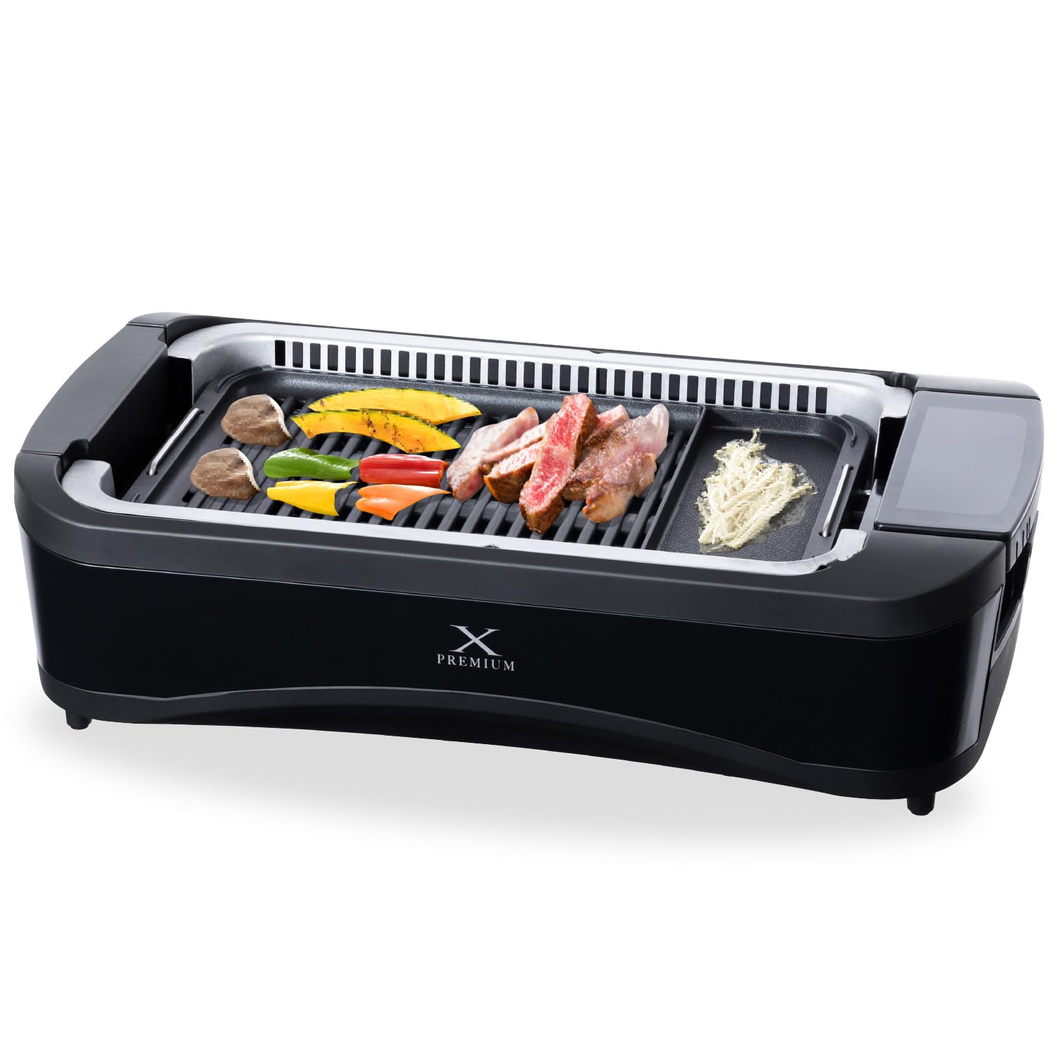 [山善] 煙の少ない 焼肉プレート XGRILL PREMIUM ワイドサイズ 吸煙機能付き 煙約94%カット 温度調節5段階 プレート着脱可能 YGMC-FX130(B)