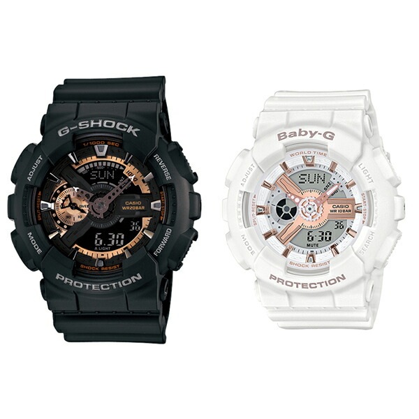 CASIO カシオ Gショック ベビーG 腕時計 手表 ペアウォッチ デジタル＆アナログ アナデジ ローズゴールド ブラック ホワイト 20気圧防水/10気圧防水 海外モデル GA-110RG-1AB
