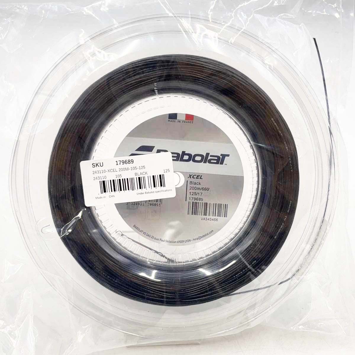 【中古・未使用品】バボラ XCEL エクセル 125 硬式 テニス ストリング ガット 200m ロール ブラック 243110 BABOLAT 1.25mm
