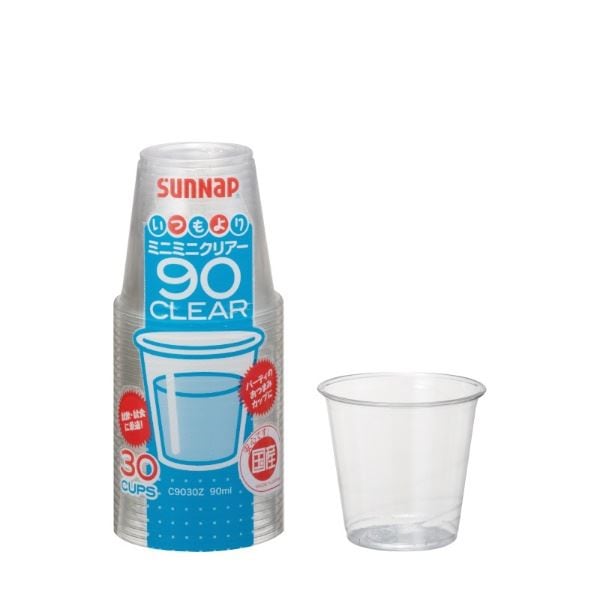 （まとめ） プラスチックカップ/使い捨て食器 90ml 30個入り ミニサイズ 日本製 アウトドア パーティー 100個セット