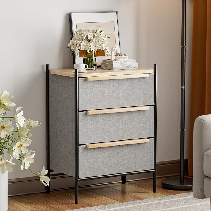 収納チェストタンス 大容量 引き出し 箪笥 布製 洋服タンス おしゃれ たんす スリム 衣類収納 寝室収納 軽量(グレー, 奥行35cm x 幅57.5cm x 高さ78.7CM)