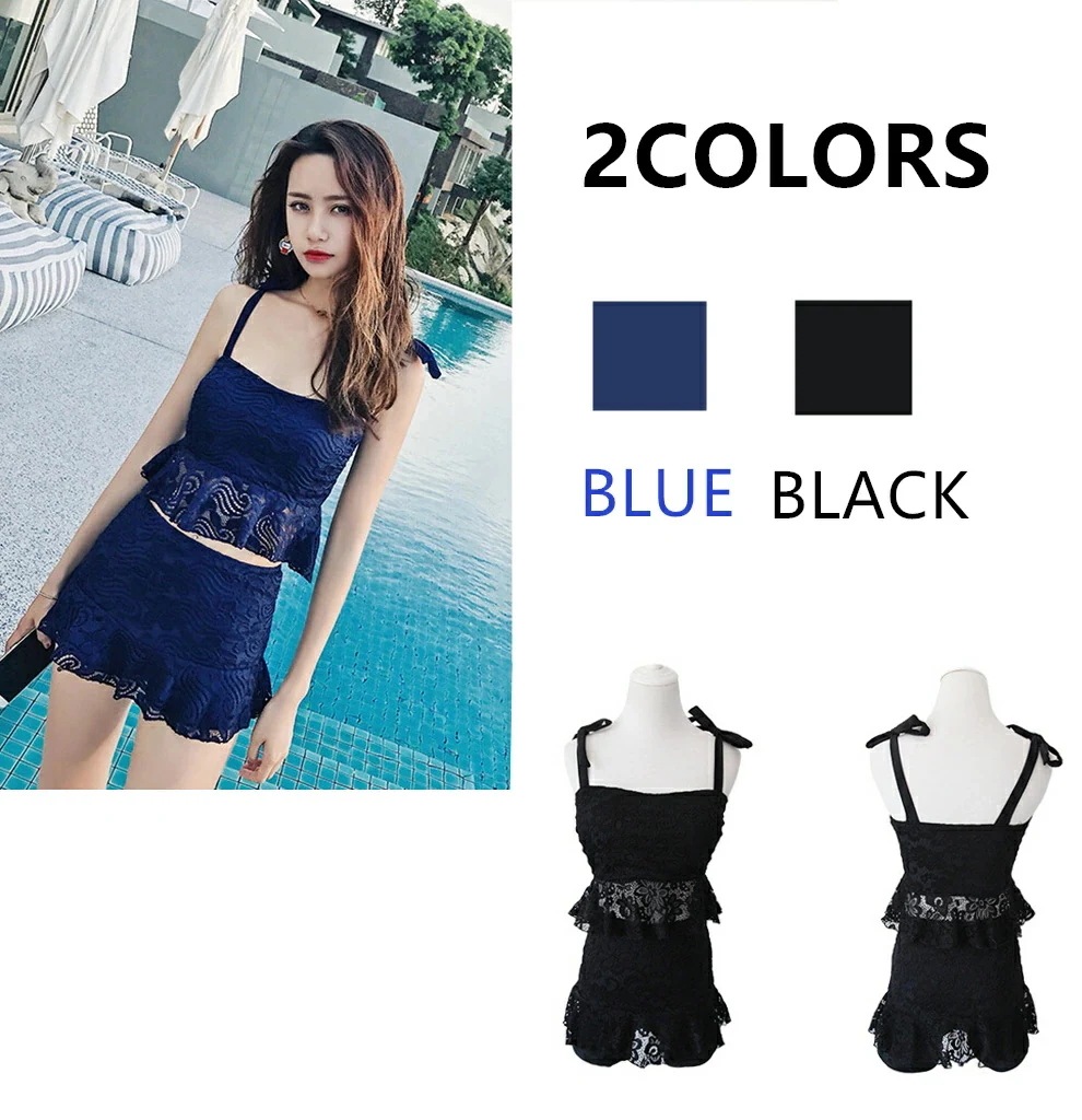 新作 水着 レース水着 上下2点セット 2色 レディース ビキニ ホルターネック 体型カバー ホルターネック パット入り 水着 ブルー バスト 盛れる レディスみずぎ ハワイ セクシー ダンス 海外セ