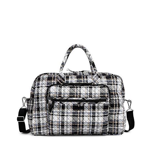 Vera Bradley Signature Cotton Weekender Travel Bag， Cozy Plaid Neutral 並行輸入品
