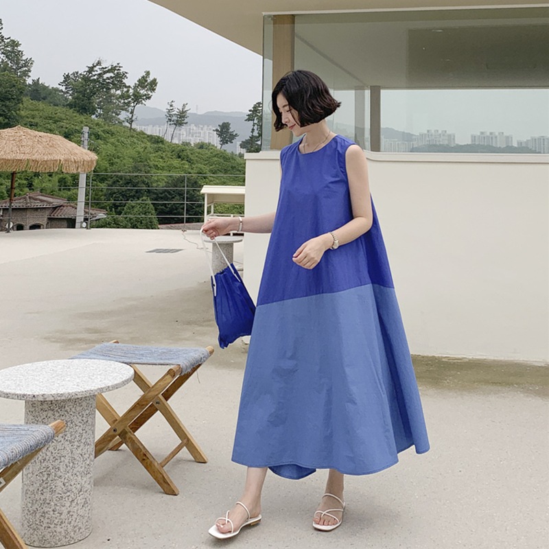 レディース ワンピース ロング 袖なし ノースリーブ ラウンドネック Aライン アシンメトリー かわいい きれいめ カジュアル エスニック こなれ感 ガーリー 主役級 存在感 抜け感 ラグジュアリー