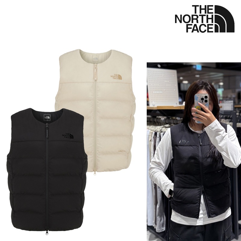 NV3NR81 WS LEWES T VEST ウィメンズ 中綿 軽量 防寒 ノーカラー ジップアップ ポケット レイヤード ロングシーズン デイリー ブラック アイボリー 快適 すっきり 上品