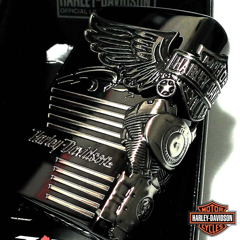 ZIPPO ハーレーダビッドソン ジッポ ライター イオンブラック＆ニッケルサテン 3面メタル 国内限定モデル 両面加工 黒銀 かっこいい おしゃれ メンズ ギフト プレゼント