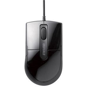 （まとめ） バッファロー 有線BlueLEDマウス 静音 3ボタン Sサイズ ブラック BSMBU26SSBK 1個 3セット