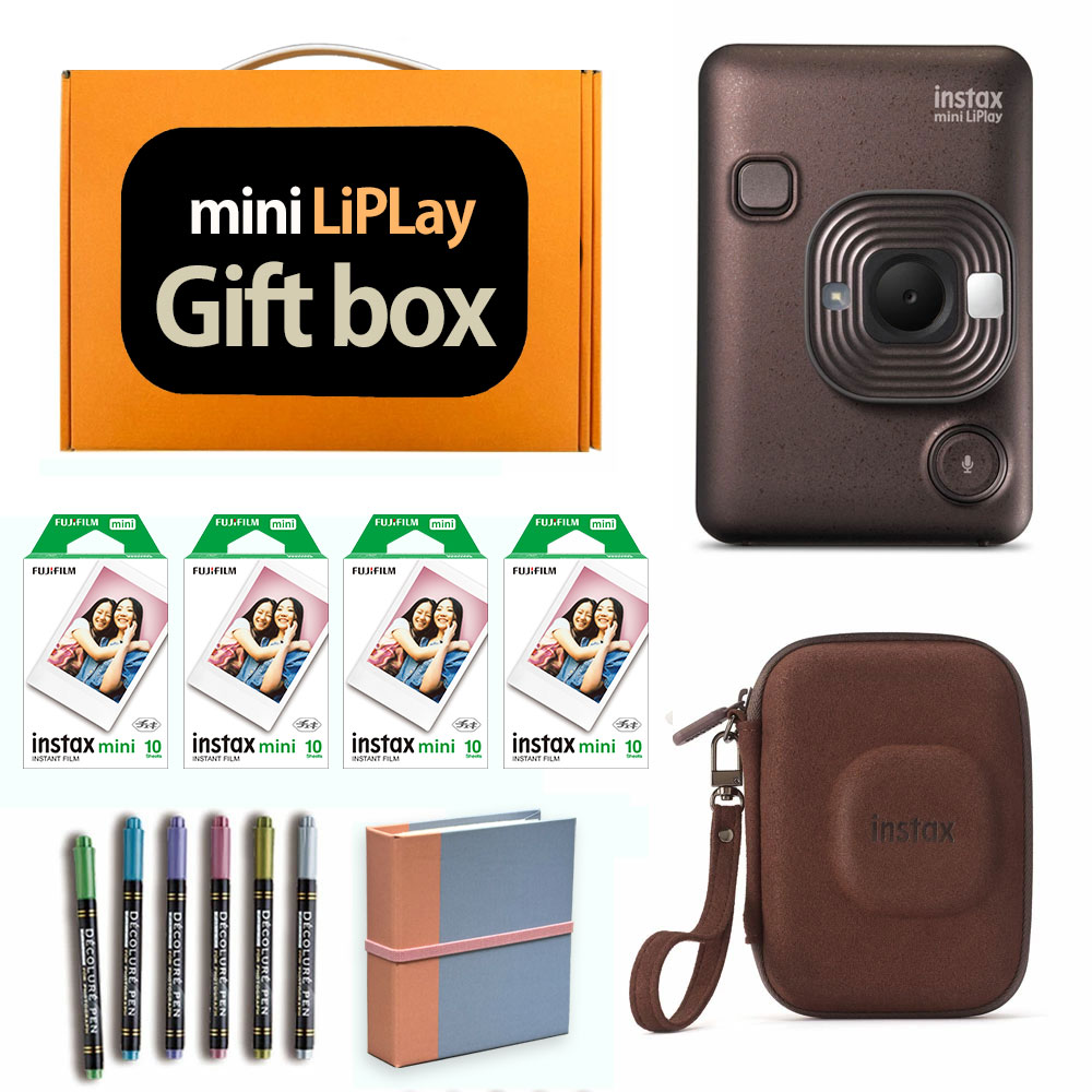 【ギフト チェキB】富士フィルム（フジフィルム）インスタントカメラ　チェキ リプレイ LiPlay C ブロンズ instax mini LiPLay BRONZE カメラケース付き ギフトBOXセッ