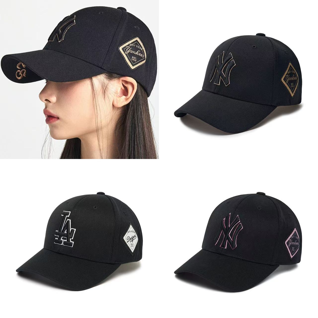DIAMOND STRUCTURE BALL CAP- NY (Gold)/NY (Black)/LA (Black)