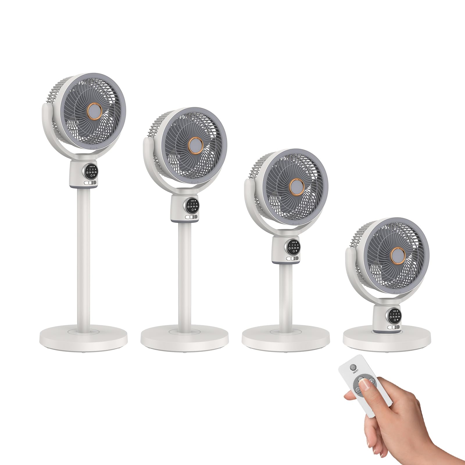 【2025革新的＆節電対策】 RUNELVES サーキュレーター 扇風機 兼用 静音 USB給電式 DCモーター 高さ調節可能 3D上下左右首振り 5段階風量 パワフル送風 タイマー機能 リモコン付き