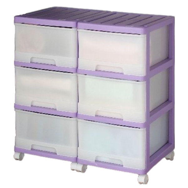 収納ケース プラスチック 引き出し 深型３段 ２個組 おしゃれ バイオレット キャスター付き 5,561円