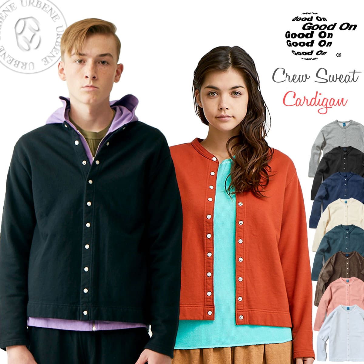 カーディガン 長袖 クルースウェットカーディガン ロングスリーブ ピグメントダイ メンズ レディース コットン 後染め アーベン