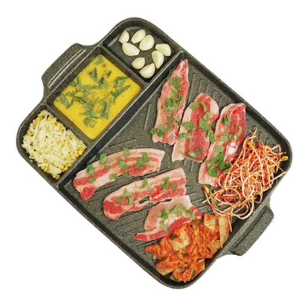 MULTI Roaster Grill in 6 Divided spaces Marble Aluminum Die Casting Square 47cmx 34cm