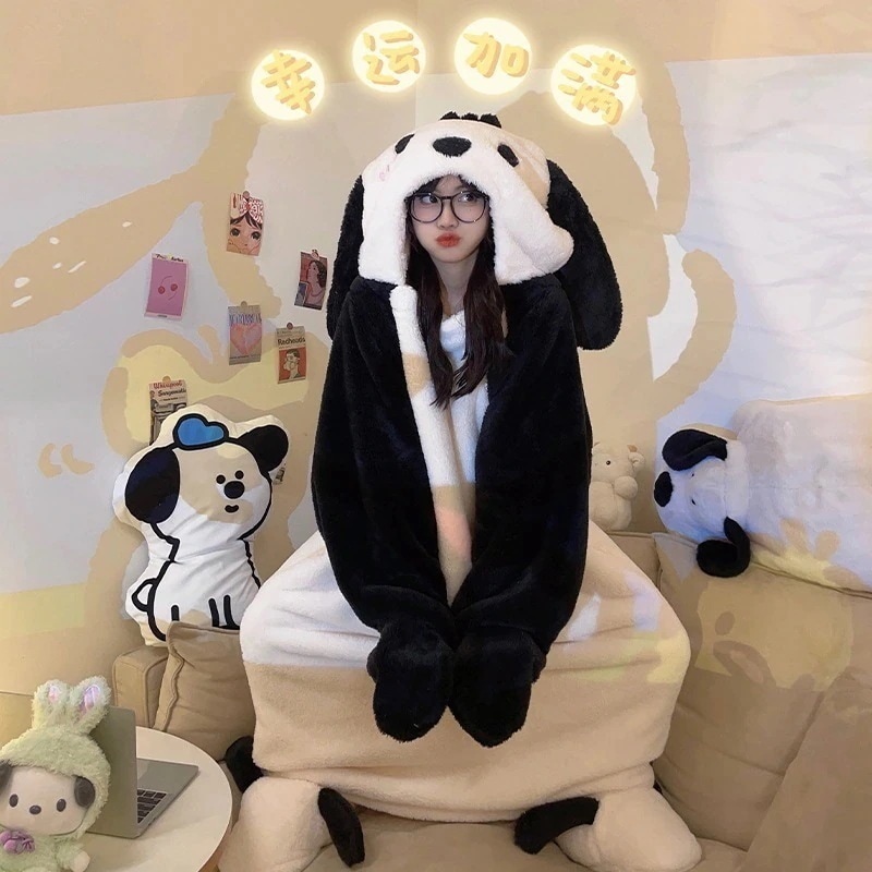 本限定作秋冬可愛いパジャマレディース着ぐるみパジャマキャラクター秋冬の女パーティーで変な連帽スリーパーパンダのぬいぐるみスリーパー珊瑚絨毯