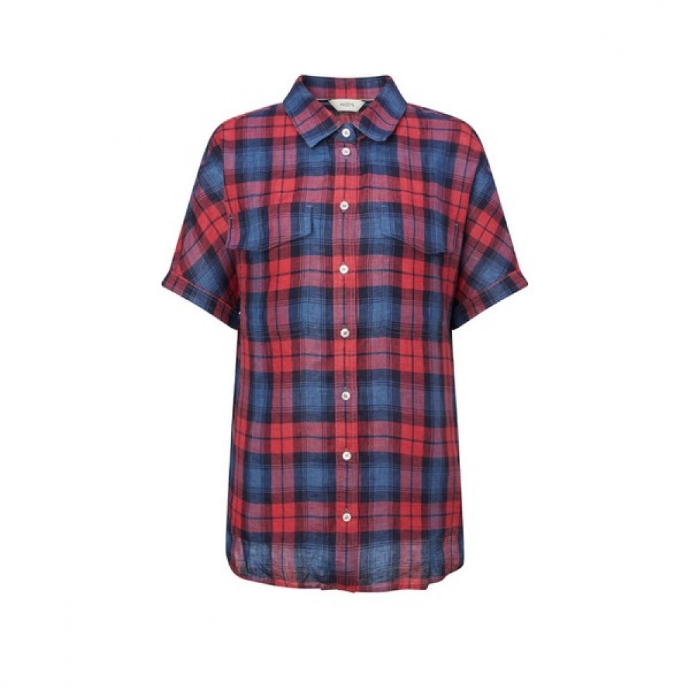 [ヘッジズレディース] 24SS レッドチェックリネンショートスリーブシャツ WSSH4B309R2