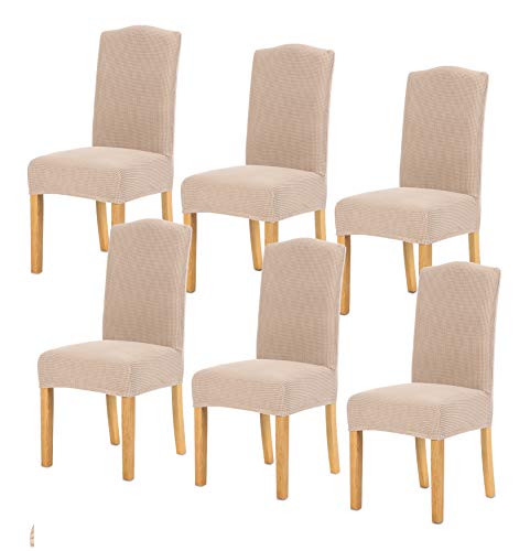 TIANSHU 椅子カバー 6枚， チェアカバー 選べる 11色 伸縮素材 ストレッチ ふわふわ 家庭ホテル用 ウェディング結婚式パーティーなど対応 取り外し可能 洗える(6枚,ライトブラウン)