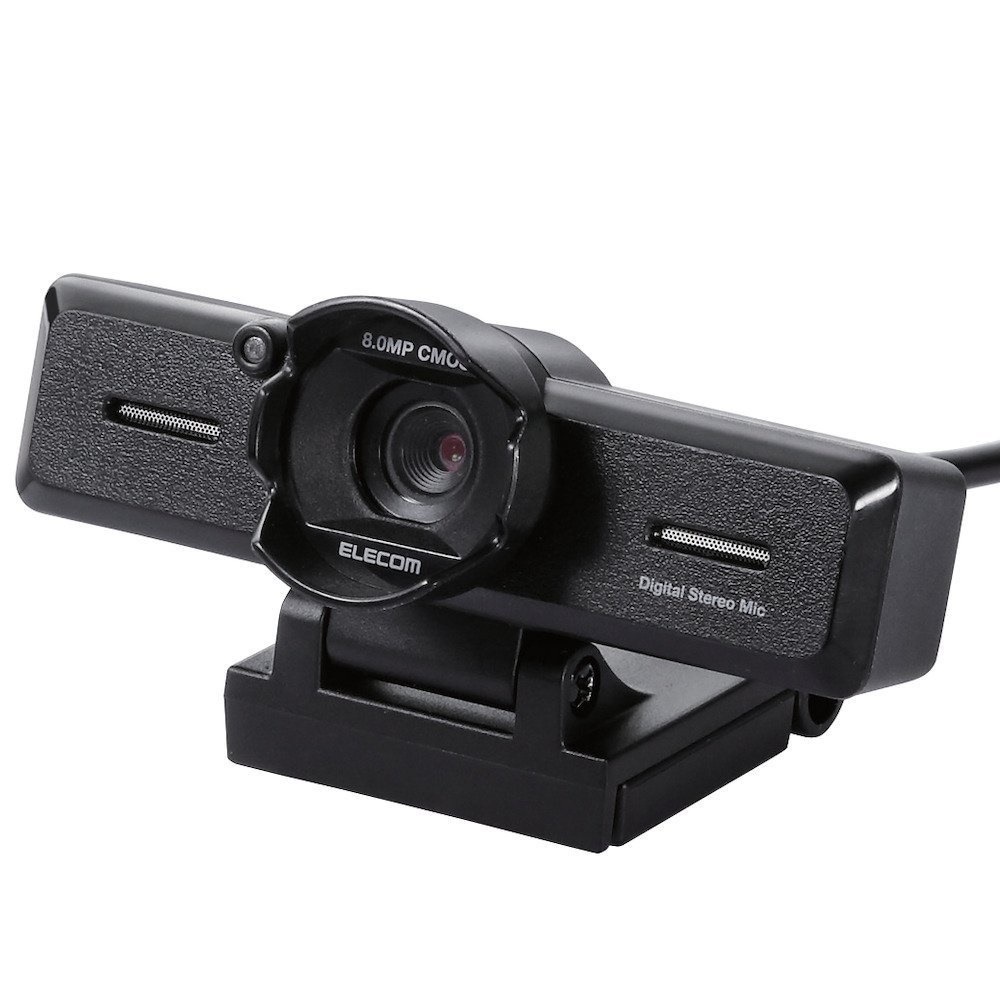 エレコムPCカメラ 800万画素 ステレオマイク内蔵 高精細ガラスレンズ レンズフード付 ブラック UCAM-C980FBBK